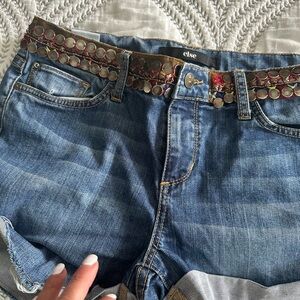Else Denim Shorts with Red Stitching